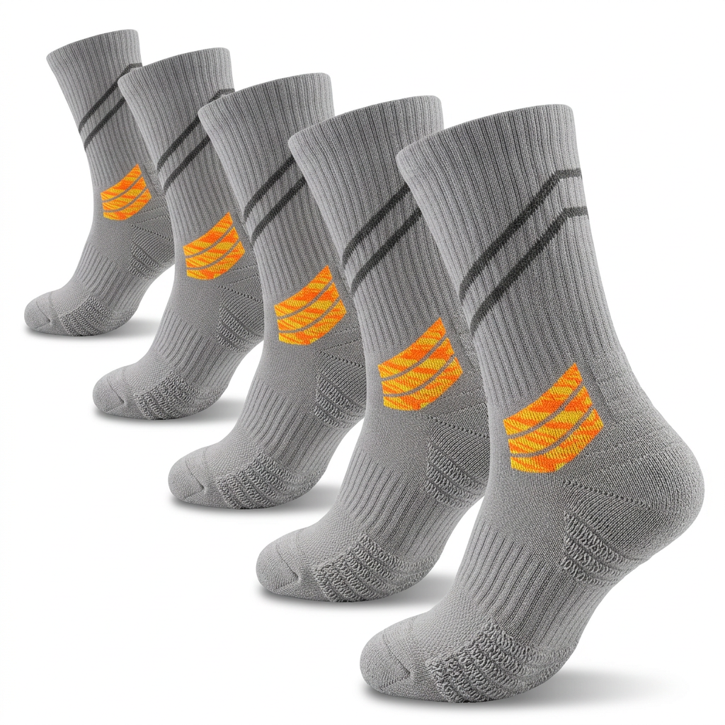 XIEGANG Professional Crew Athletic Socks 5-Pack