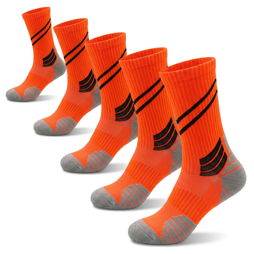 XIEGANG Professional Crew Athletic Socks 5-Pack