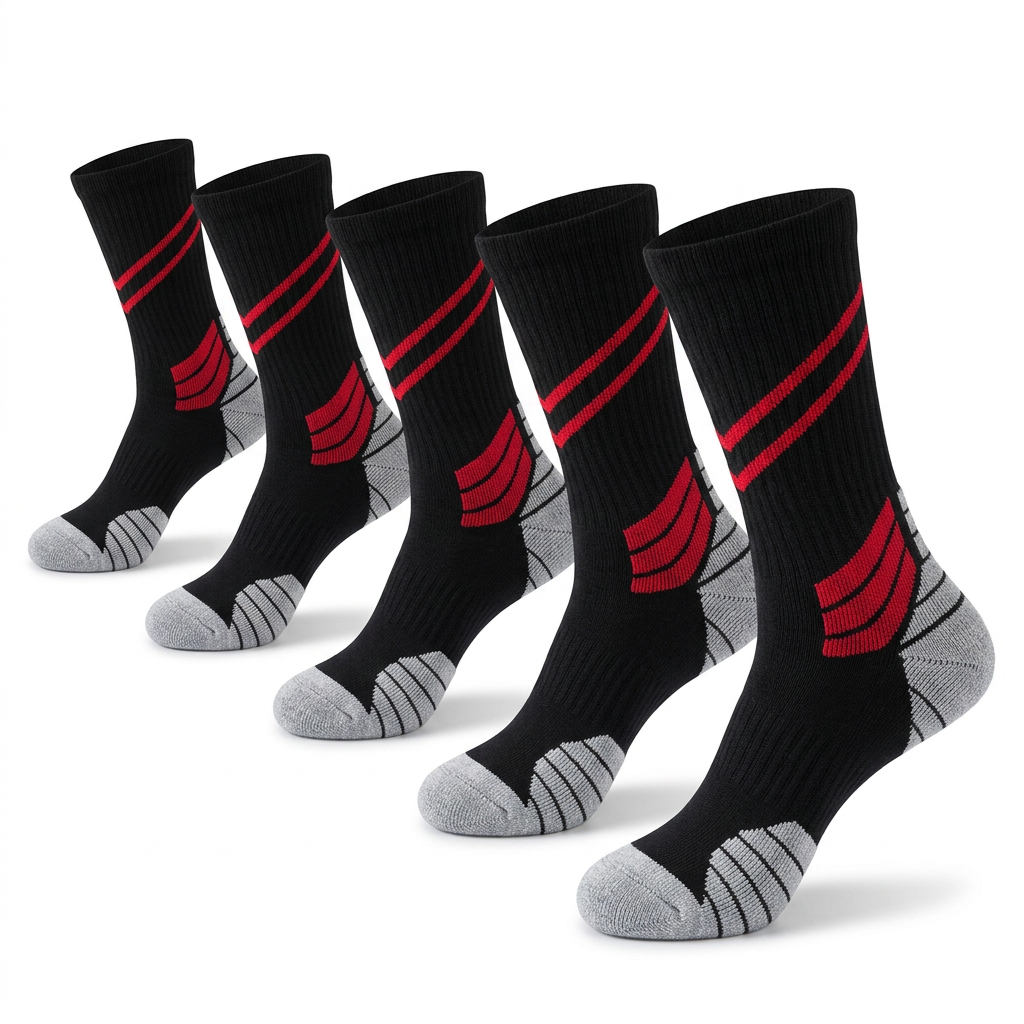 XIEGANG Professional Crew Athletic Socks 5-Pack