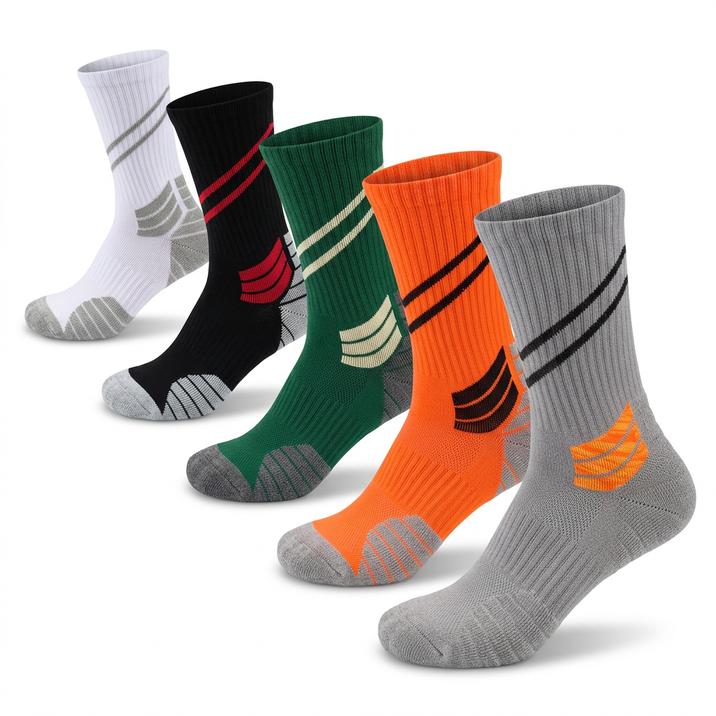 XIEGANG Professional Crew Athletic Socks 5-Pack