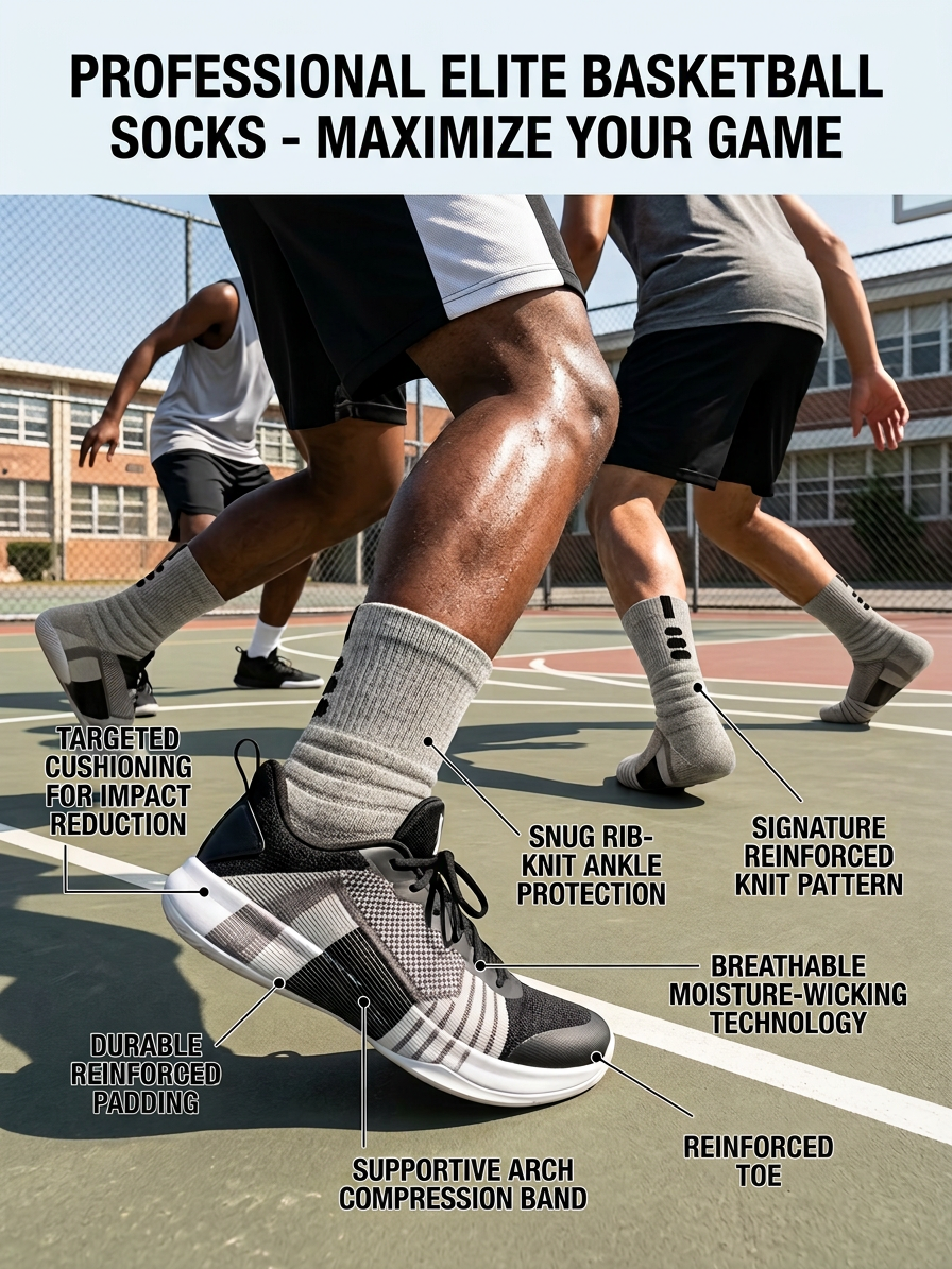 DBTYSP ZDTK Professional Elite Basketball Socks 5-Pack