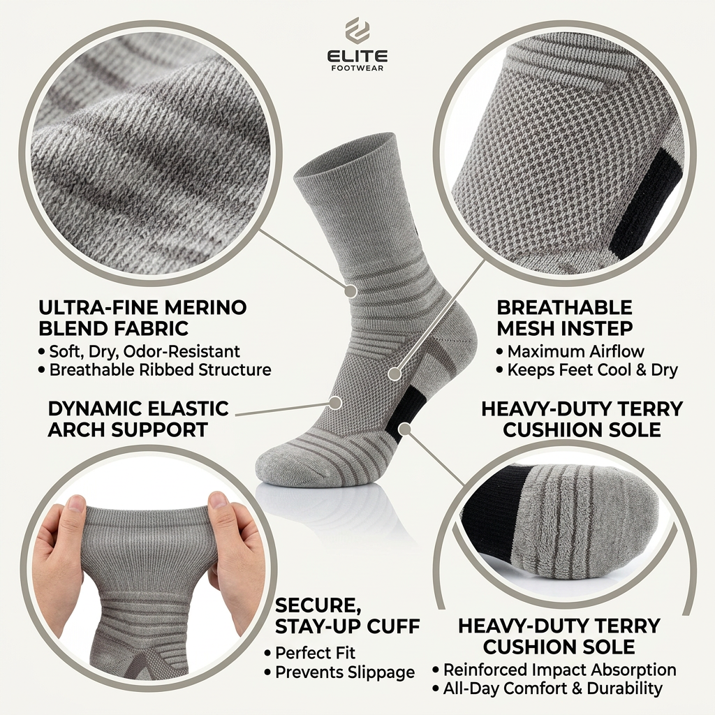 DBTYSP ZDTK Professional Elite Basketball Socks 5-Pack