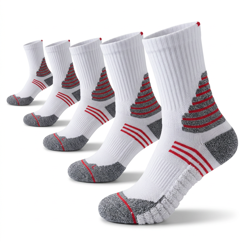 DBTYSP AC Basketball Crew Socks - White/Grey/Red