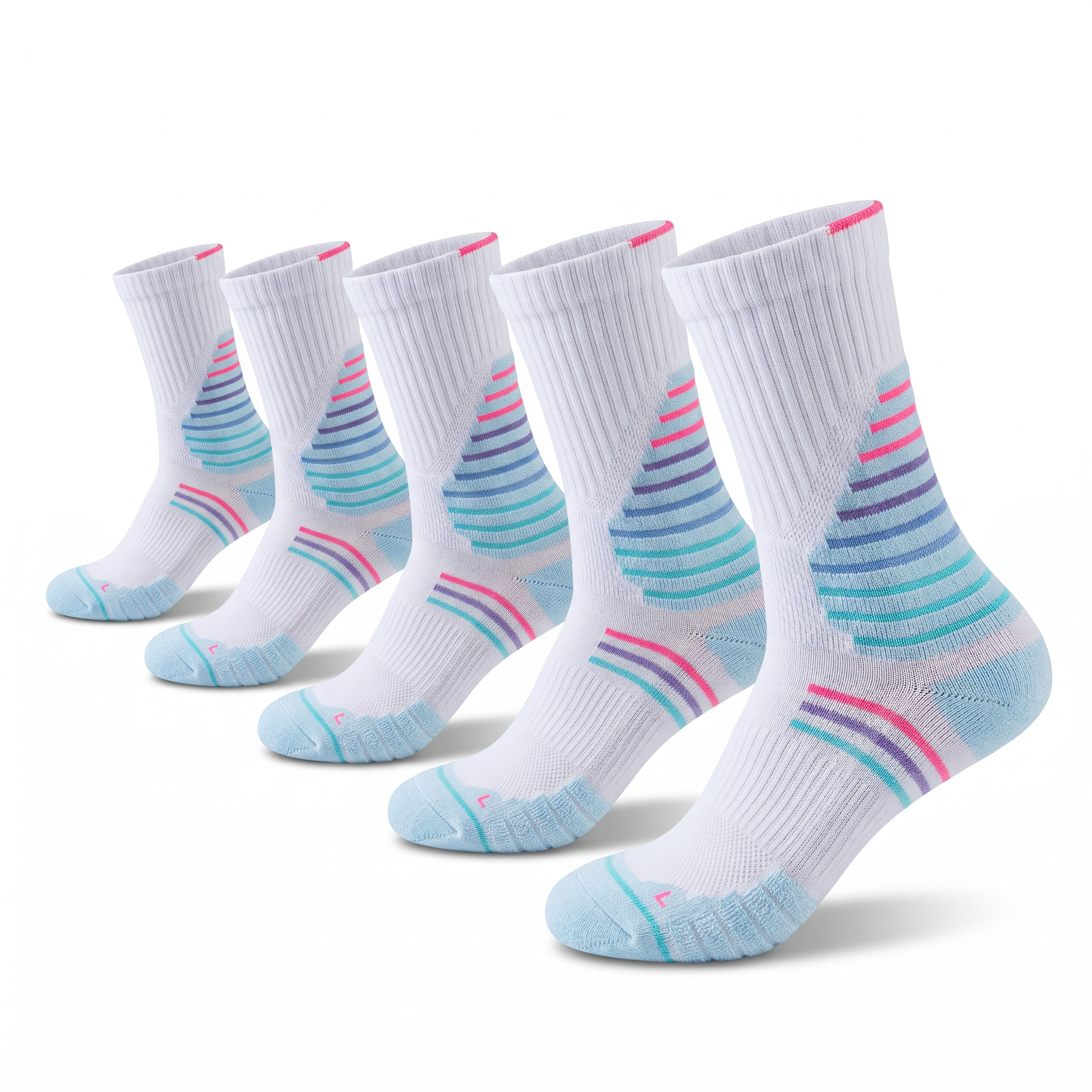 DBTYSP AC Basketball Crew Socks - White/Light Blue