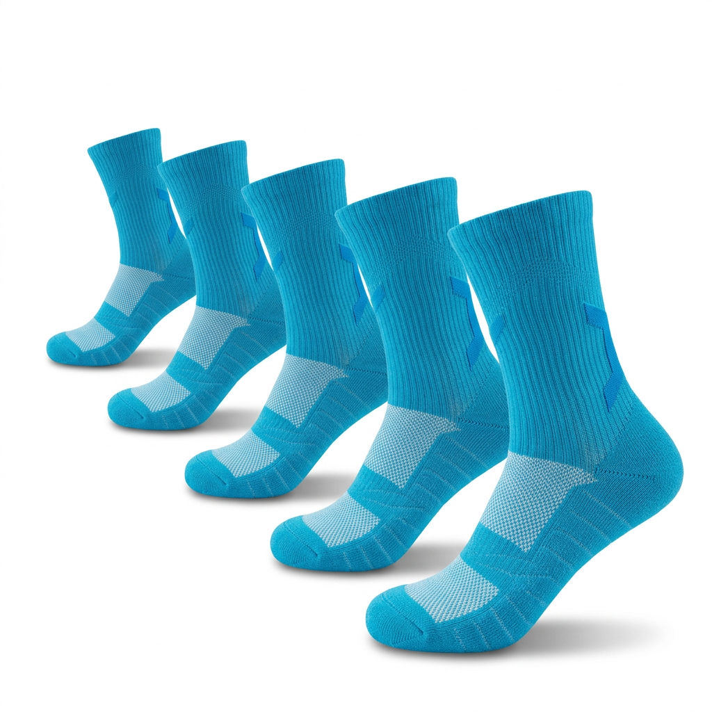 DBTYSP Chan Yi Cyan Blue Athletic Crew Socks