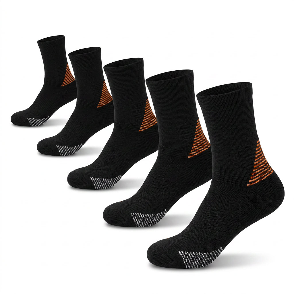WEIXING Beige Crew Socks 5 Pack